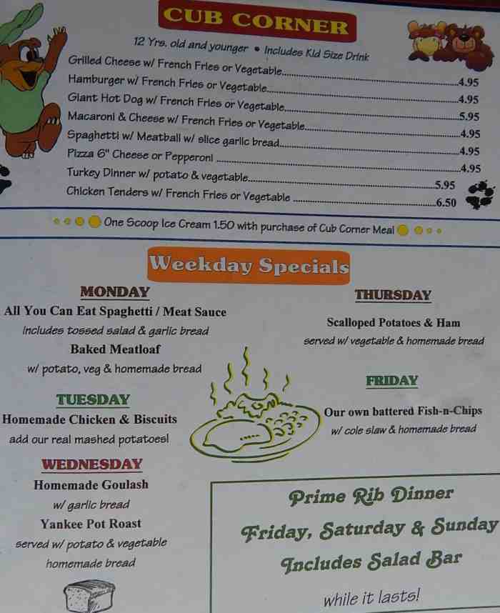 Page 5 of menu, Benson's Family Restaurant Eagle Bridge, NY