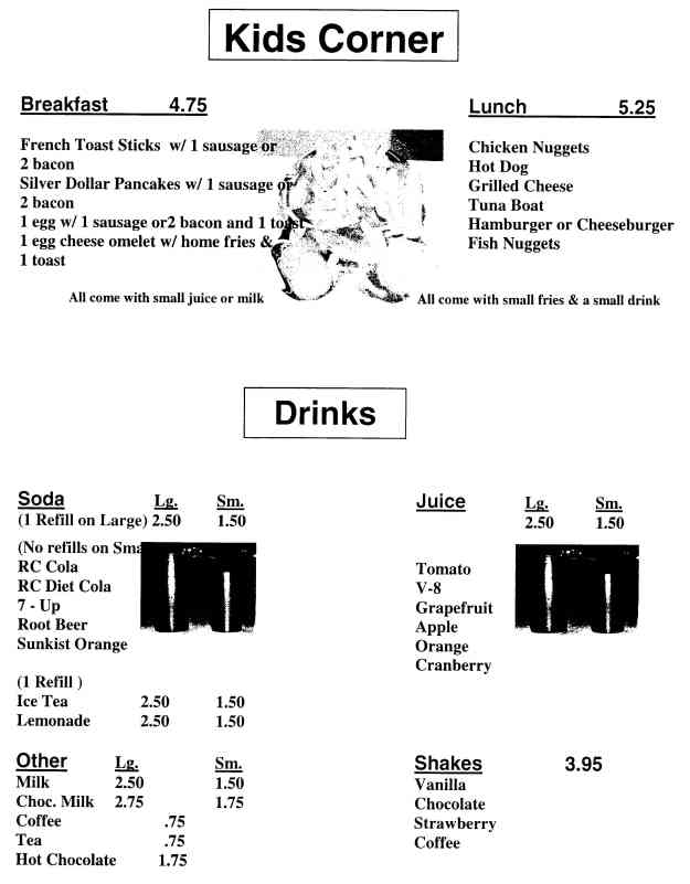 Page 5 of menu, Jean's Place Hoosick Falls, NY